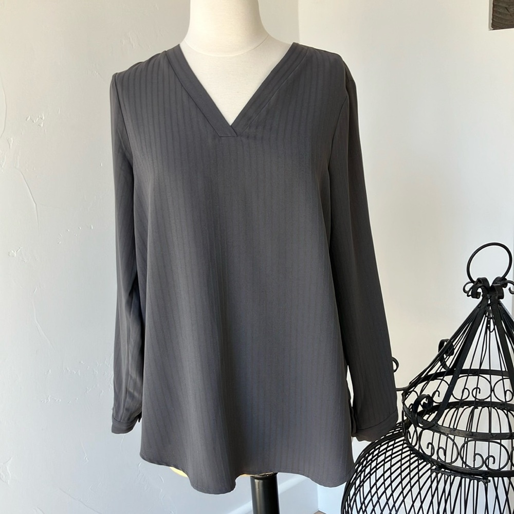 Adrianna Papell Gray Relaxed Blouse tunic